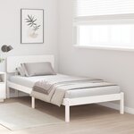 vidaXL Cadre de lit avec tête de lit blanche 90x190 cm en bois de pin massif