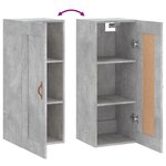 vidaXL Armoire murale gris béton 34 5x34x90 cm bois d'ingénierie