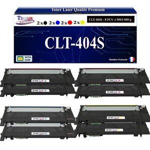 T3AZUR - 8x Toners compatibles avec Samsung CLT-404S pour Samsung Xpress C430 C430W C480 C480FN C480FW C480W C483W