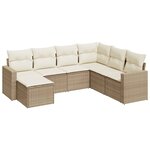 vidaXL Salon de jardin avec coussins 7 Pièces beige résine tressée