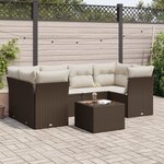 vidaXL Salon de jardin avec coussins 7 Pièces marron résine tressée