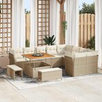 vidaXL Ensemble de canapé de jardin 12 Pièces Beige polyrotin