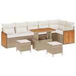 vidaXL Ensemble de canapé de jardin avec coussin 9 Pièces Beige et crème