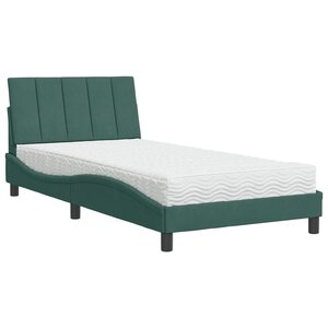vidaXL Lit avec matelas Hanko vert foncé 100x200 cm velours