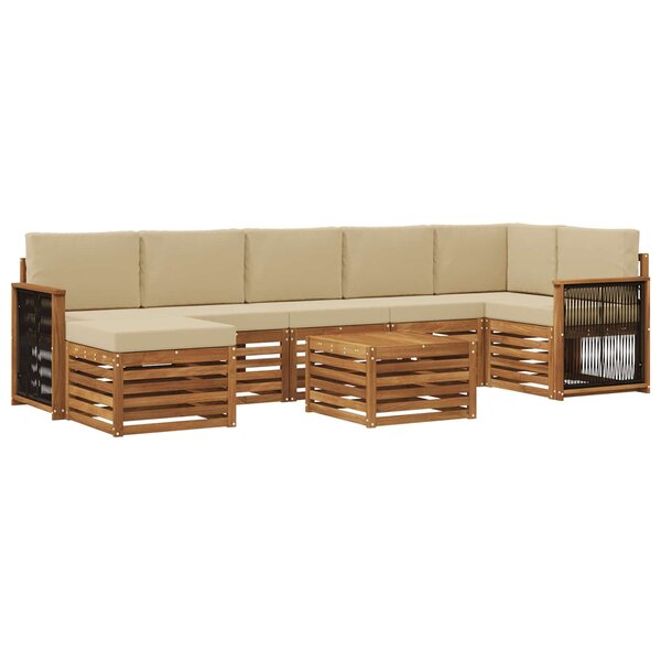 vidaXL Ensemble de canapés d'extérieur 7 pc Naturel