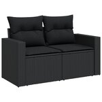 vidaXL Salon de jardin 6 Pièces avec coussins noir résine tressée