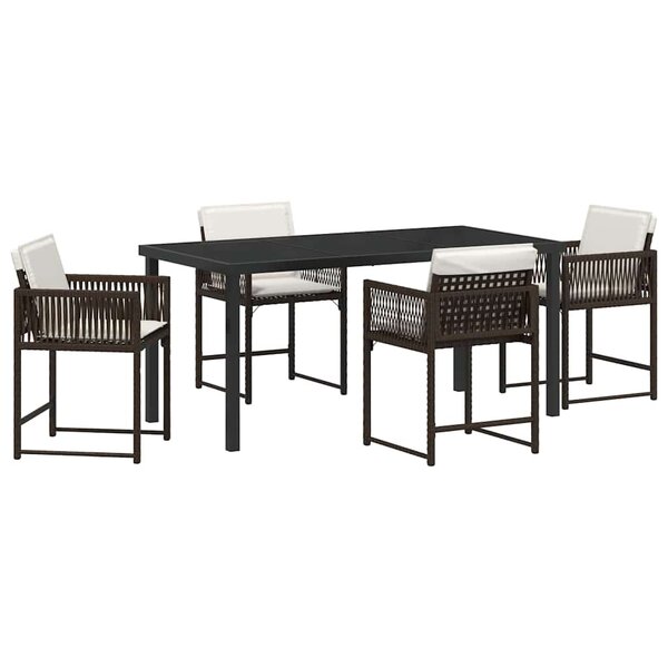 vidaXL Ensemble de salle à manger pour jardin 5 Pièces Marron polyrotin