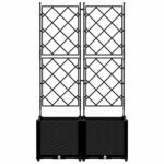 vidaXL Bac à fleurs avec Treillis 2 Pièces Noir 80 x 40 x 143 cm PP