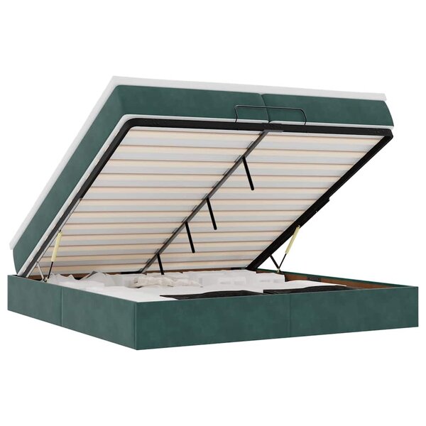vidaXL Cadre de lit ottoman avec matelas vert foncé 200x200 cm velours