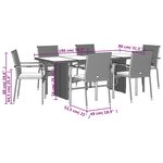 vidaXL Ensemble à manger de jardin et coussins 7 Pièces gris rotin