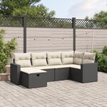 vidaXL Salon de jardin 6 Pièces avec coussins noir résine tressée