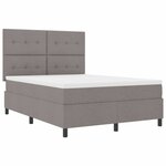 vidaXL Lit à ressorts avec matelas avec LED Taupe 160 x 200 cm tissu