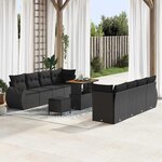 vidaXL Ensemble de canapé de jardin 11 Pièces Noir Poly rotin
