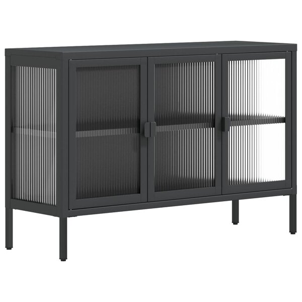 vidaXL Buffet noir 105x35x70 cm verre et acier