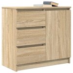 vidaXL Buffet avec tiroir chêne sonoma 71x35x65 cm bois d'ingénierie