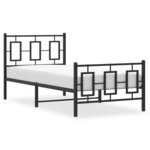 vidaXL Cadre de lit métal avec tête de lit/pied de lit noir 90x200 cm