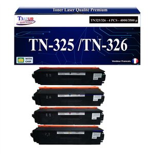 T3AZUR - 4x Toners compatibles avec Brother TN325 pour Brother MFC-9460CDN MFC-9465cdn MFC-9560CDW MFC-9970CDW Jaune