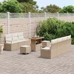 vidaXL Ensemble de canapé de jardin 10 Pièces Beige Poly rotin