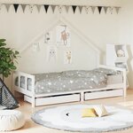 vidaXL Cadre de lit d'enfants tiroirs blanc 90x190 cm bois pin massif