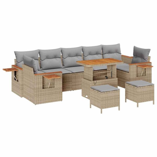 vidaXL Ensemble de canapé de jardin 10 Pièces Beige et Gris clair