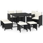 vidaXL Ensemble à manger de jardin coussins 9Pièces Résine tressée Noir