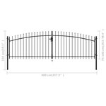 vidaXL Double portail avec haut sous forme de lance 400 x 150 cm