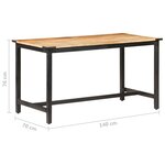 vidaXL Table à manger 140x70x76 cm Bois de manguier brut massif