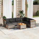 vidaXL Salon de jardin 8 Pièces avec coussins gris résine tressée