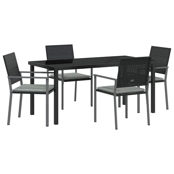 vidaXL Ensemble de salle à manger pour jardin 5 Pièces Noir Poly rotin