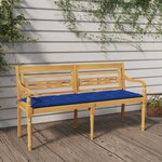 vidaXL Banc Batavia avec coussin bleu 150 cm Bois de teck massif