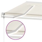 vidaXL Auvent automatique avec capteur de vent et LED 500x300 cm Crème