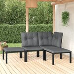 vidaXL Salon de jardin 4 Pièces noir et gris résine tressée