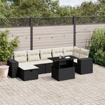 vidaXL Salon de jardin 8 Pièces avec coussins noir résine tressée
