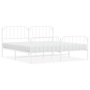 vidaXL Cadre de lit métal sans matelas et pied de lit blanc 193x203 cm