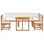 Ensemble de jardin 6 pièces avec coussins en bois d'acacia