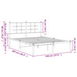 vidaXL Cadre de lit métal sans matelas avec tête de lit noir 140x200cm
