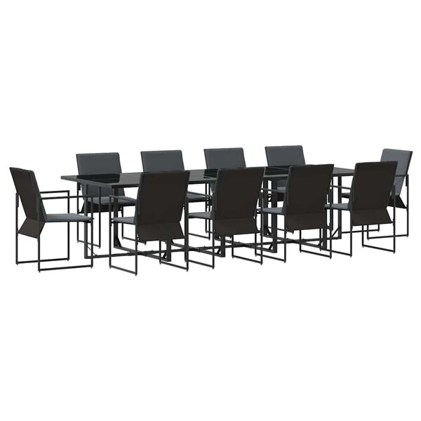 vidaXL Ensemble de salle à manger pour jardin 11 Pièces Noir Acier