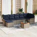 vidaXL Ensemble de canapé de jardin 8 Pièces Gris et bleu marine