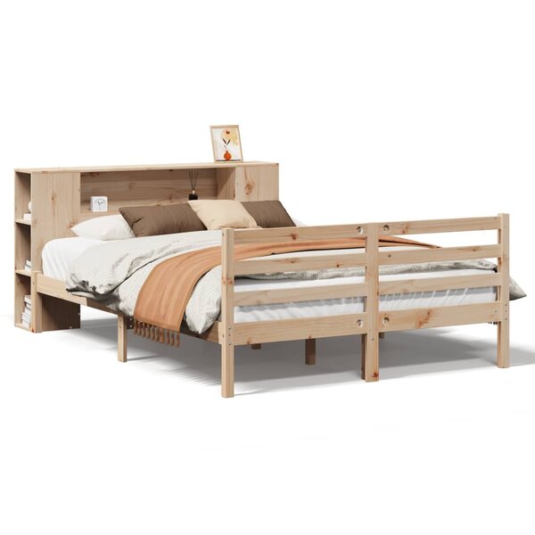 vidaXL Lit bibliothèque sans matelas 150x200 cm bois massif de pin