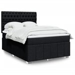 vidaXL Sommier à lattes de lit avec matelas Noir 140x190 cm Tissu