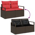 vidaXL Ensemble de canapé de jardin 7 Pièces Marron Poly rotin