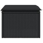 vidaXL Tabouret de jardin avec coussin noir 55x55x37 cm résine tressée