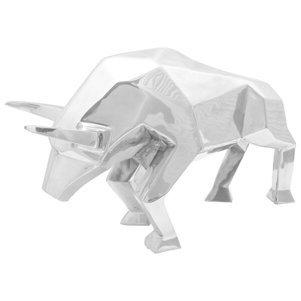 Sculpture de taureau vidaXL Argent 74x23x39 cm Aluminium