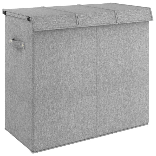 vidaXL Panier à linge pliable Gris 64 5x34 5x59 cm Tissu en faux lin