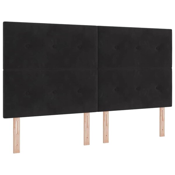 vidaXL Lit à ressort LED avec matelas Noir 180 x 200 cm Velours