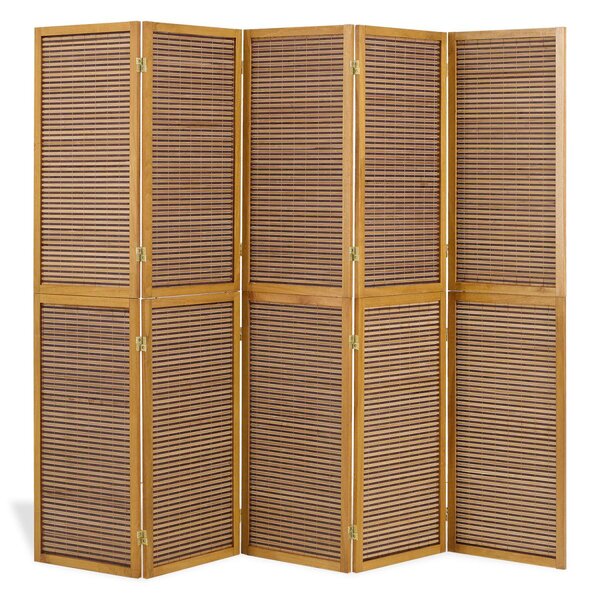Paravent bois 5 pans  bambou marron