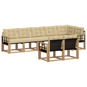 vidaXL Ensemble de canapés d'extérieur 8 pc Blanc et Beige