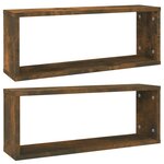 vidaXL Étagères murales cube 2 Pièces Chêne fumé 60x15x23 cm Bois