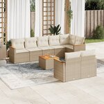 vidaXL Salon de jardin avec coussins 9 Pièces beige résine tressée