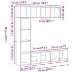 vidaXL Étagère 3 Pièces Chêne noir 36 x 30 x 143 cm Bois d'ingénierie